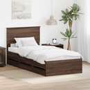 vidaXL Ágykeret fiókkal fejtámlával Barna Tölgy 75 x 190 cm Mérnöki Fa