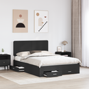 vidaXL Ágykeret fejtámlával fiókkal Fekete 140 x 190 cm Faanyag