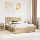vidaXL Ágykeret fejtámlával Sonoma tölgy 150 x 200 cm Tömör fenyőfa