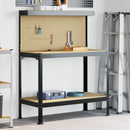 vidaXL Munkapad polcokkal Fekete 114 x 54 x 145 cm Mérnöki fa és fém