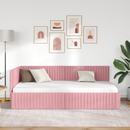 vidaXL Sarokágy keret fejtámlával Rózsaszín 100 cm x 200 cm Bársony