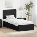 vidaXL Ágykeret fiókkal fejtámlával Fekete 75 x 190 cm Mérnöki Fa