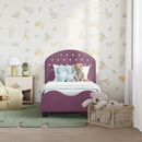 vidaXL Gyerekágy keret fejtámlával Lila 70 x 140 cm Bársony