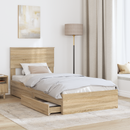 vidaXL Tárolós Ágy fejtámlával Sonoma tölgy 75 x 190 cm Faanyag
