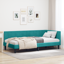 vidaXL Sarokágy keret fejtámlával Türkiz 90 cm x 190 cm Bársony