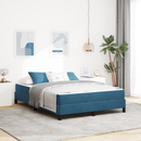 vidaXL Boxrugós ágy matracmal Sötét kék 140 x 200 cm szövet
