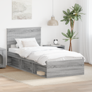 vidaXL Ágykeret fejtámlával Szürke Sonoma 90 x 200 cm Tömör fenyőfa