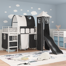 vidaXL Gyerekek Loft Ágykerete Fehér és Fekete 100 x 190 cm Fém