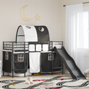 vidaXL Gyerekek Loft Ágykerete Egyszínű Fekete 75 x 190 cm Fém