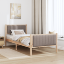 vidaXL Ágykeret fejtámlával Barna és taupe 90 x 200 cm Tömör fenyőfa
