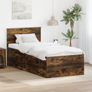 vidaXL Ágykeret fejtámlával Füstölt tölgy 90 x 190 cm Faanyag