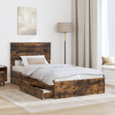vidaXL Tárolós Ágy fejtámlával Füstölt tölgy 100 x 200 cm Faanyag