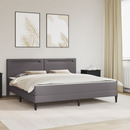 vidaXL Ágykeret LED szalagokkal fejtámlával Szürke 200 x 200 cm Műbőr