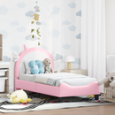 vidaXL Gyerekágy keret fejtámlával Rózsaszín 70 x 140 cm PU