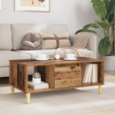 vidaXL Dohányzóasztal fiókkal Öreg fa 90 x 50 x 26.5 cm Faanyag