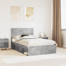 vidaXL Ágykeret fejtámlával Beton Szürke 135 x 190 cm Tömör fenyőfa