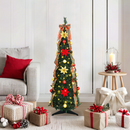 vidaXL Mű karácsonyfa 50 LED-del állvánnyal Zöld 125 cm PVC