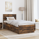 vidaXL Ágykeret fejtámlával Füstös Tölgy 100 x 200 cm Szerelt Fa