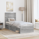 vidaXL Ágykeret fejtámlával Szürke Sonoma 75 x 190 cm Tömör fenyőfa