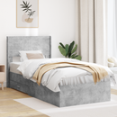 vidaXL Ágykeret tárolóval és fejtámlával Betonszürke 100 x 200 cm