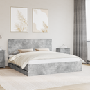 vidaXL Ágykeret fiókkal tárolóval Beton Szürke 200 x 200 cm Mérnöki Fa