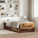 vidaXL Ágykeret fiókkal tárolóval Öreg fa 100 x 200 cm Tömör fenyőfa