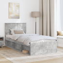 vidaXL Ágykeret fejtámlával Beton Szürke 100 x 200 cm Faanyag