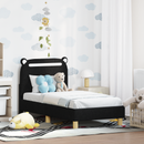 vidaXL Gyerekágy keret fejtámlával Fekete 70 x 140 cm Szövet