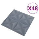 vidaXL Fali panelek 48 pcs Origami Szürke 50 x 50 cm XPS Hab