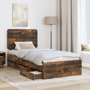 vidaXL Ágykeret fiókkal tárolóval Füstölt tölgy 75 x 190 cm Mérnöki Fa
