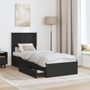 vidaXL Tárolós Ágy fejtámlával fiókkal Fekete 75 x 190 cm Faanyag