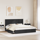 vidaXL Tárolós Ágy fejtámlával fiókkal Fekete 200 x 200 cm Faanyag