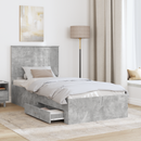 vidaXL Ágykeret fejtámlával fiókkal Beton Szürke 90 x 200 cm Faanyag