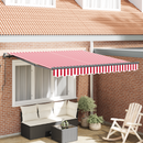 vidaXL Behúzható napellenző Piros és Fehér 350 x 250 cm