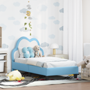 vidaXL Gyerekágy keret fejtámlával Kék 70 x 140 cm PU