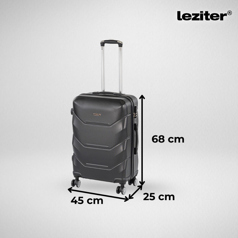 TraveLux Max közepes bőrönd keményfedeles 42x65x24 cm fekete