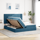 vidaXL Tárolós Ágy matracmal tárolóval Sötét kék 180 x 200 cm Bársony