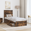 vidaXL Ágykeret fejtámlával Füstölt tölgy és ezüst 70 x 190 cm Faanyag