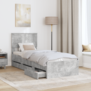vidaXL Ágykeret fiókkal tárolóval Beton Szürke 75 x 190 cm Mérnöki Fa