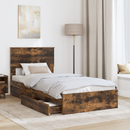 vidaXL Tárolós Ágy fejtámlával Füstölt tölgy 90 x 200 cm Faanyag