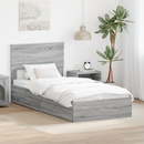 vidaXL Tárolós Ágy fejtámlával Szürke Sonoma 90 x 190 cm Faanyag