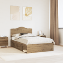 vidaXL Ágykeret fejtámlával Művészi tölgy 120 x 190 cm Tömör fenyőfa