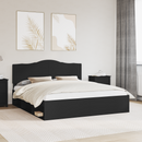 vidaXL Ágykeret fejtámlával Fekete 180 x 200 cm Tömör fenyőfa