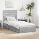 vidaXL Tárolós Ágy fejtámlával Szürke Sonoma 70 x 190 cm Faanyag