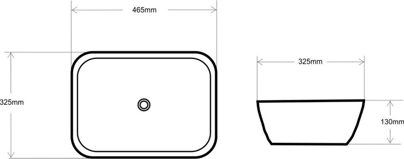 EROS SMILE 3 - PULTRA ültethető - Top Counter - porcelán mosdó - MATT FEHÉR - 46,5 x 32,5 x 13 cm