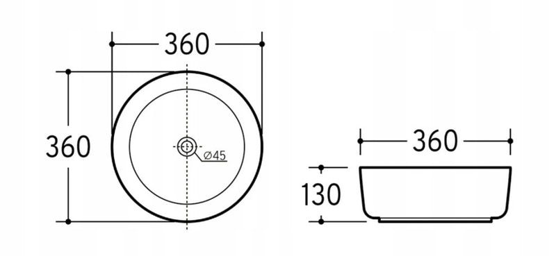 EROS SIMPLE 8 - PULTRA ültethető - Top Counter - porcelán mosdó - MATT FEHÉR - 36 x 36 x 13 cm