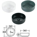 EROS SIMPLE 8 - PULTRA ültethető - Top Counter - porcelán mosdó - MATT FEKETE - 36 x 36 x 13 cm