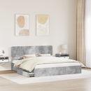 vidaXL Tárolós Ágy fejtámlával Beton Szürke 200 x 200 cm Faanyag