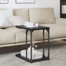 vidaXL Oldal asztal polcokkal Fekete tölgy 50 x 35 x 52 cm Faanyag