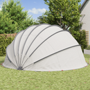 vidaXL Medence kupola Szürke és narancs 592 x 590 x 275 cm